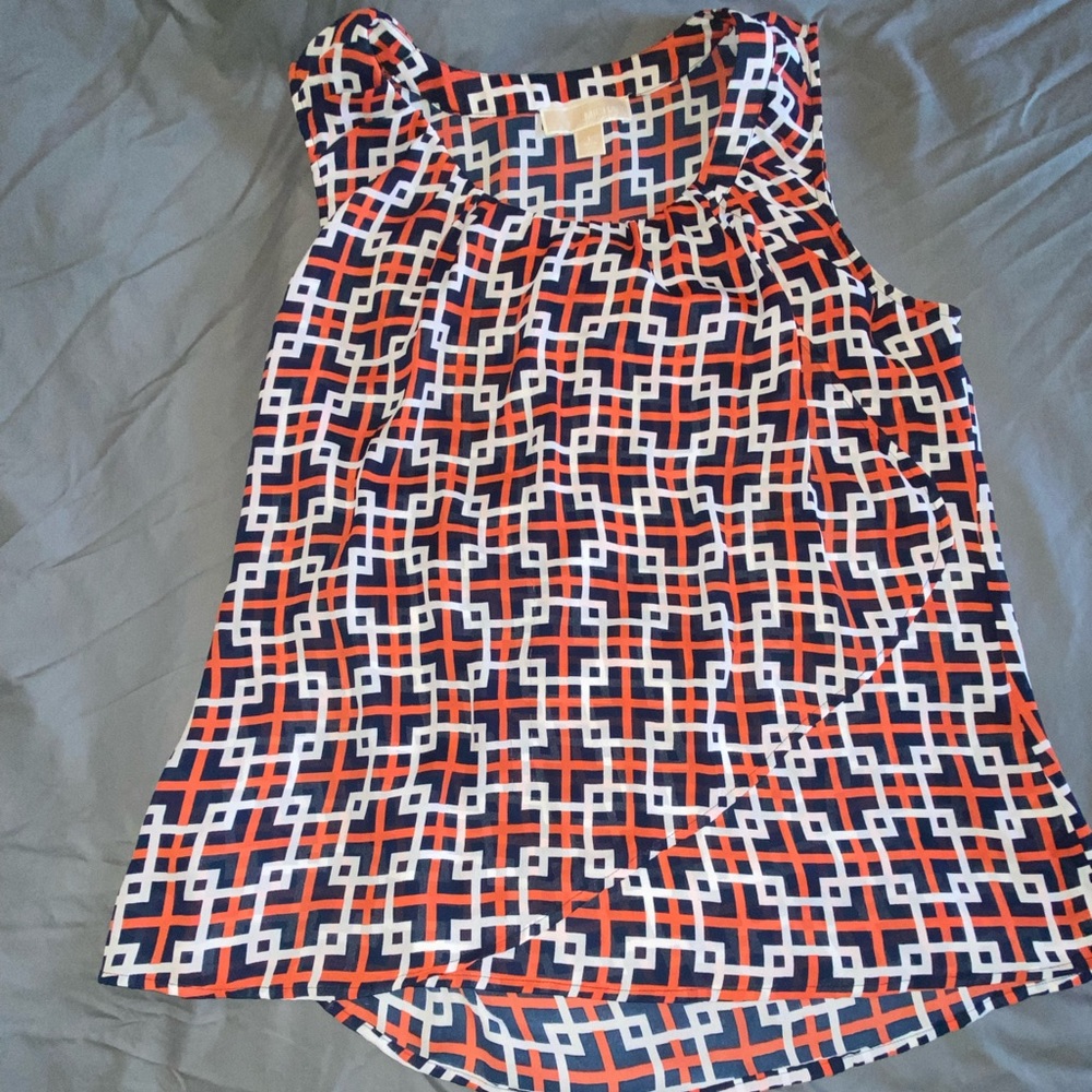 Michael Kors Red Blue White Sleeveless Blouse Tank Top